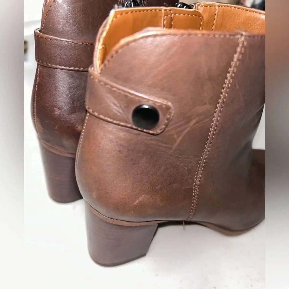 Franco Sarto Ilaria Heeled Leather Brown Booties Women’s 6M - Picture 5 of 11